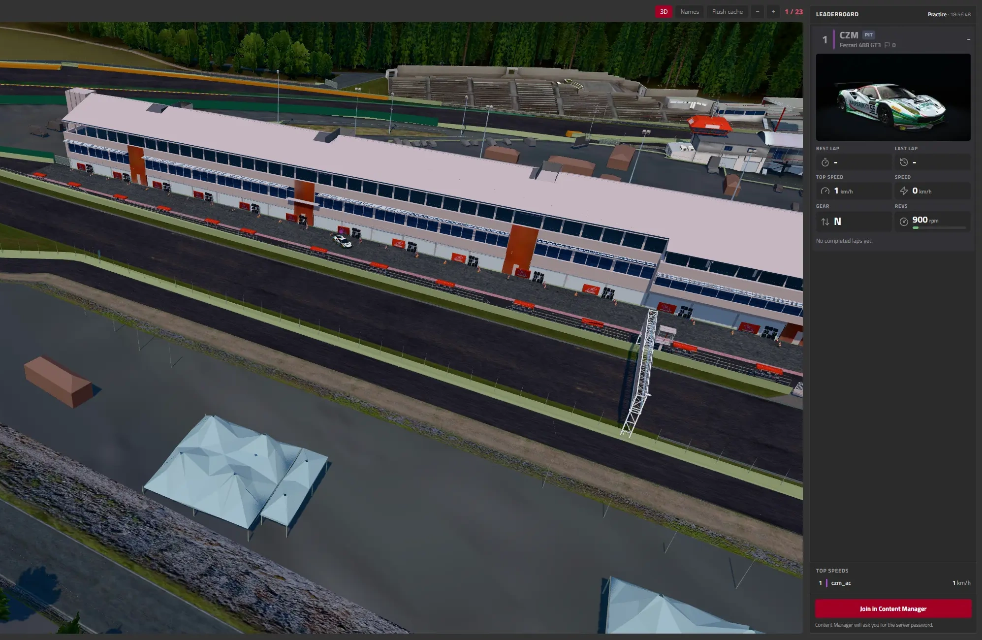 The live map showing Spa-Francorchamps