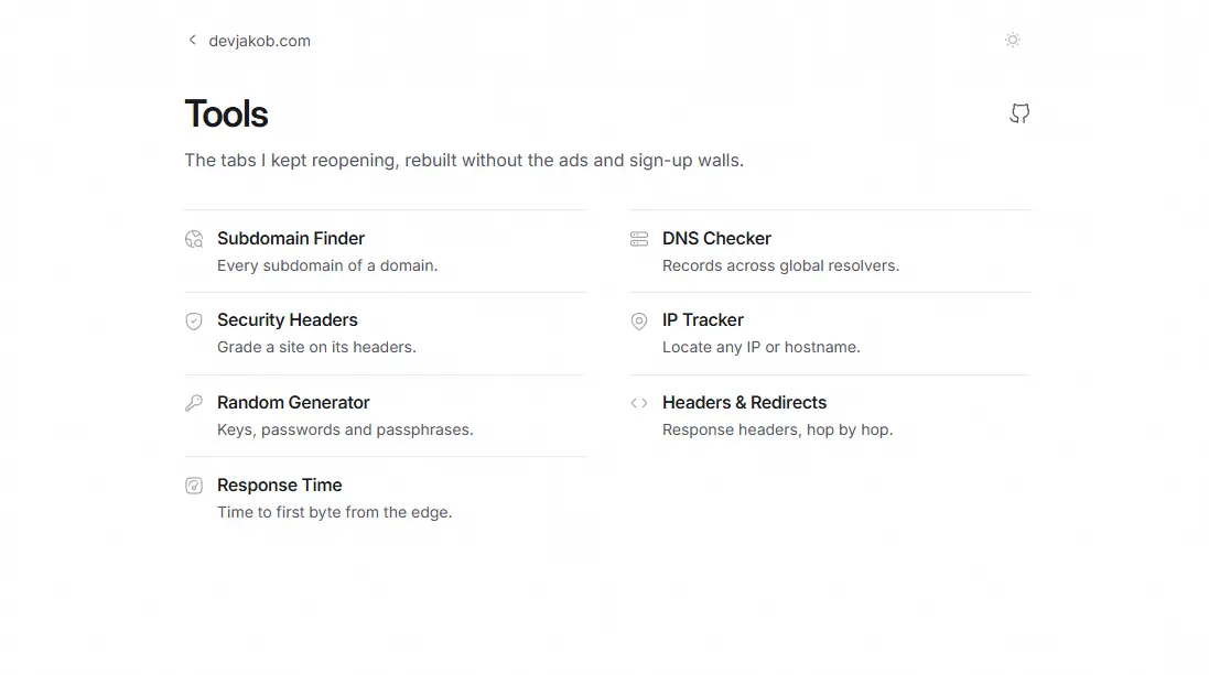 The Tools dashboard